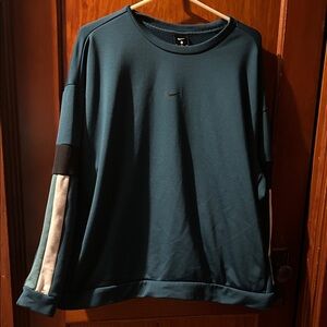 Nike Dark Teal Sweatshirt with Black and White Stripes